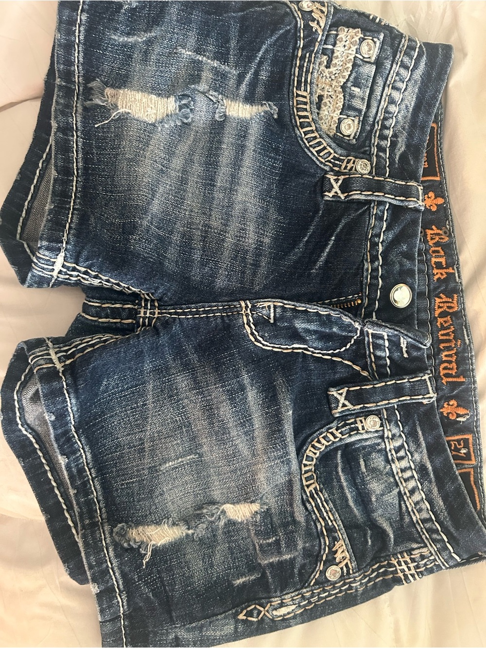 Rock Revival Men’s Blue Distressed Denim Shorts